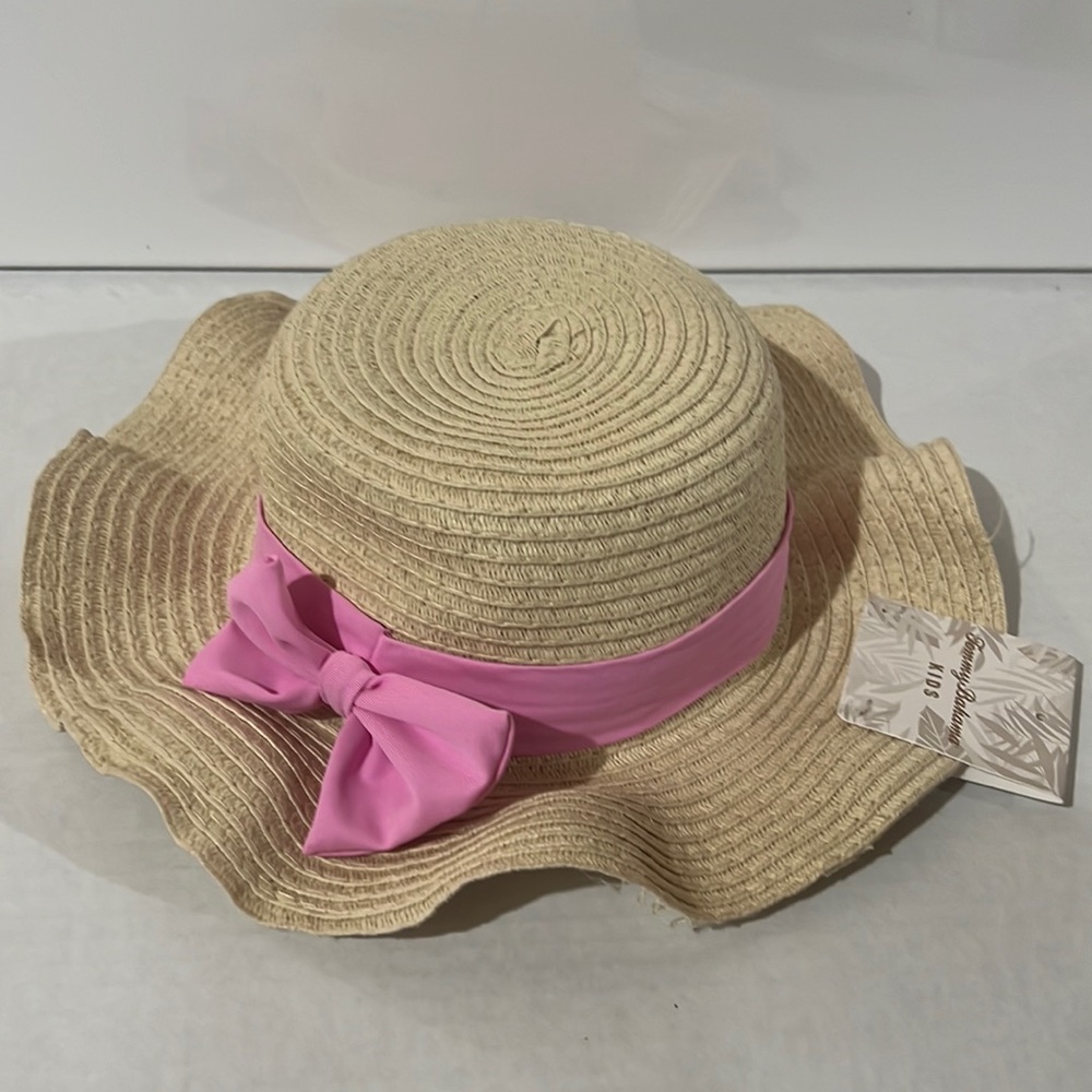 NEW Tommy Bahama Girl’s Woven Sun Hat with Bow Embellishment - Kids Sun Hat